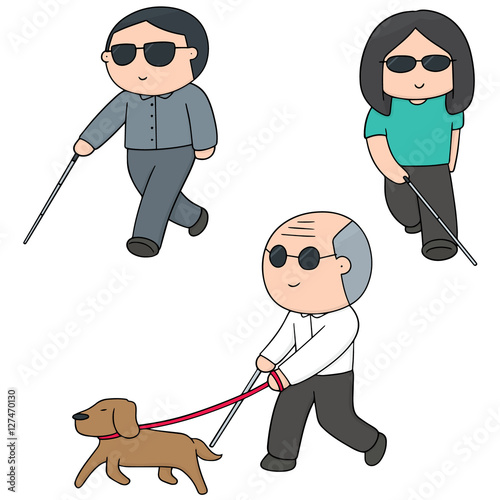 vector set of blind people