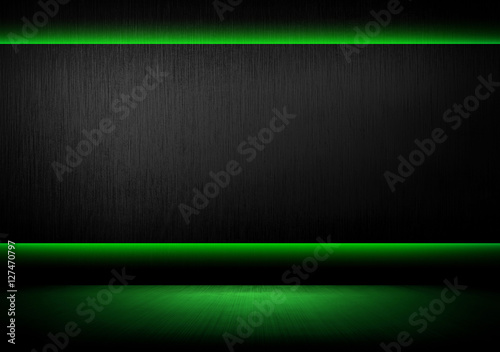 metal template with green light background