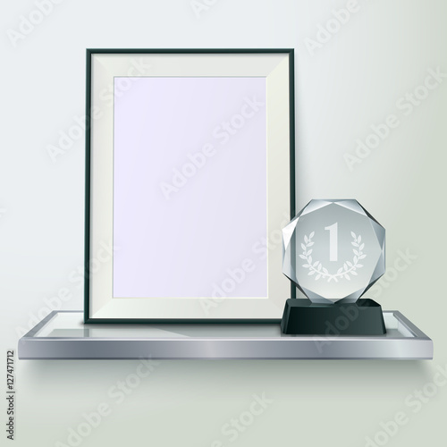 Trophy And Frame Realistic Composition Image 