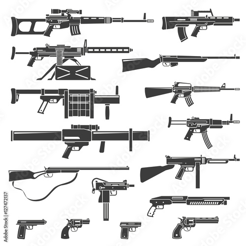 Weapons And Guns Monochrome Set