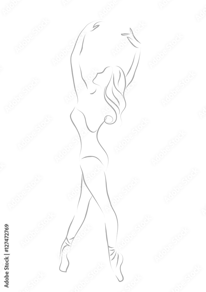 Abstract dancer line art | Ballerina performance action | attractive body illustration