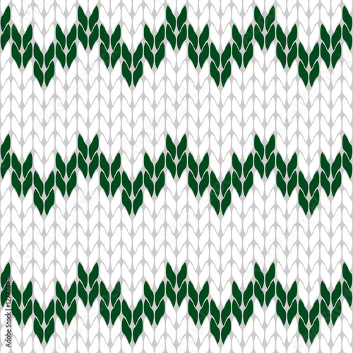 Knitted white and green background pattern triangle isolated vector 