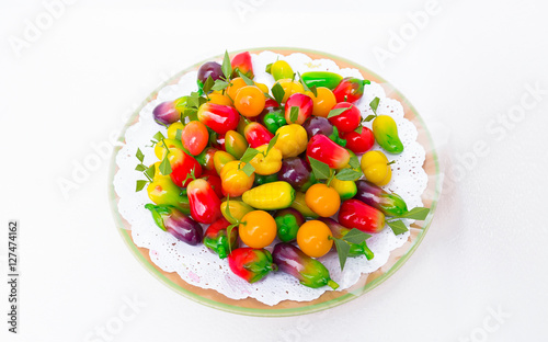 Thai dessert made from soy beans made in the form of fruits and