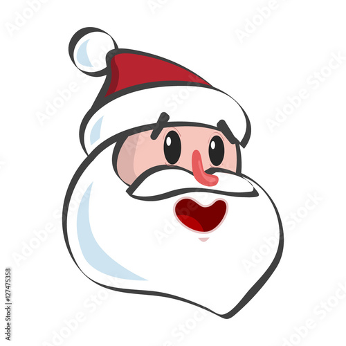 Very Happy Cartoon Head Santa Claus Portrait. Isolated Vector Elements. White background.