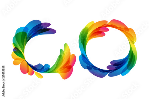 Frame rounded set of colored petals