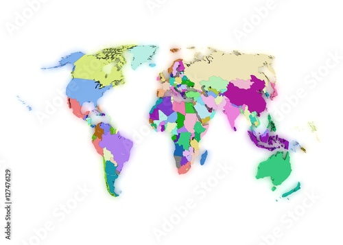 World Political Map 3D Render