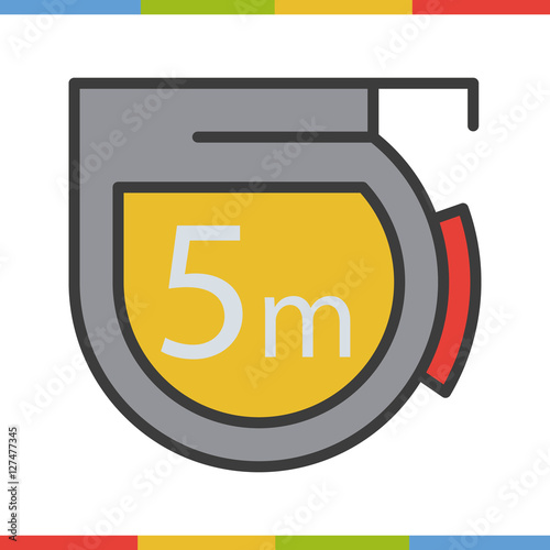 Measuring tape color icon. Isolated vector illustration