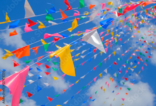 Colorful flag with blue sky. Photo taken on: 12 November 2016