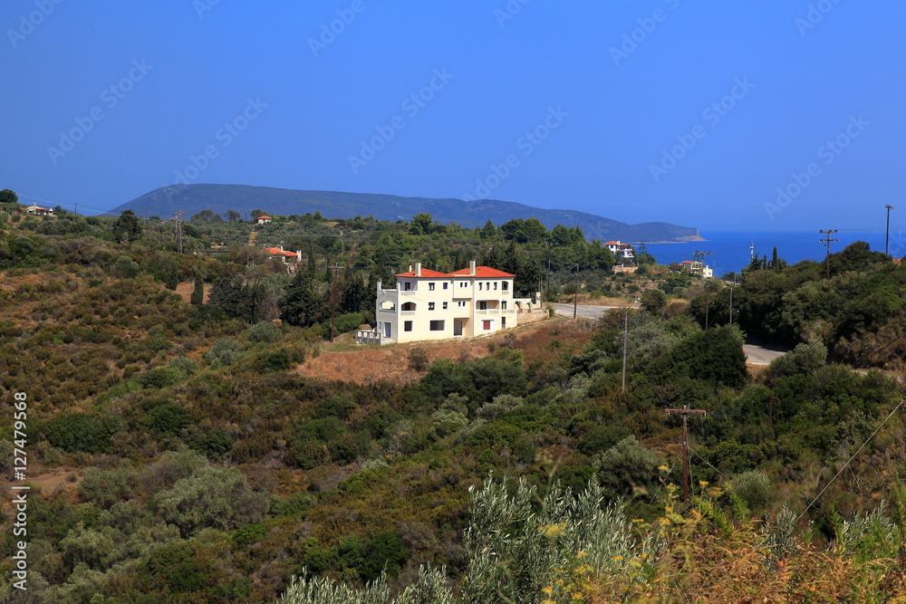 Large residential house next to the road,Alonissos,Greece