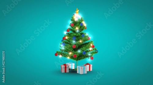 isolated christmas tree with gift 3d holiday xmas animation winter background