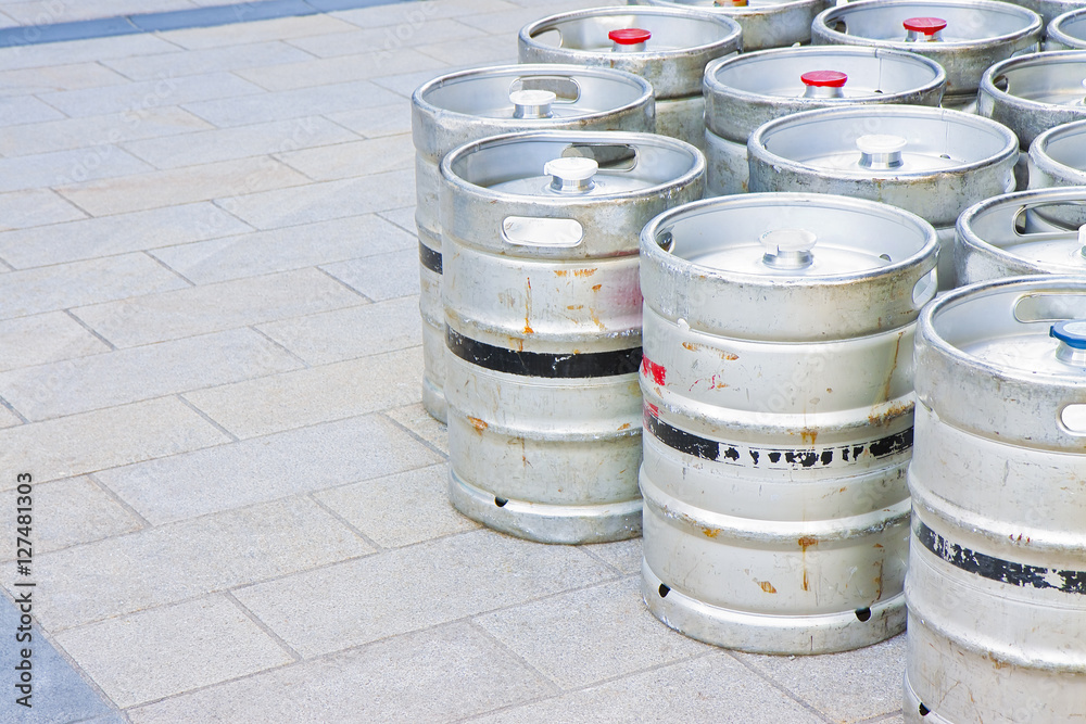 Barrels group of a famous beer in an Irish way - image with copy Barrels group of a famous beer in an Irish way - image with copy