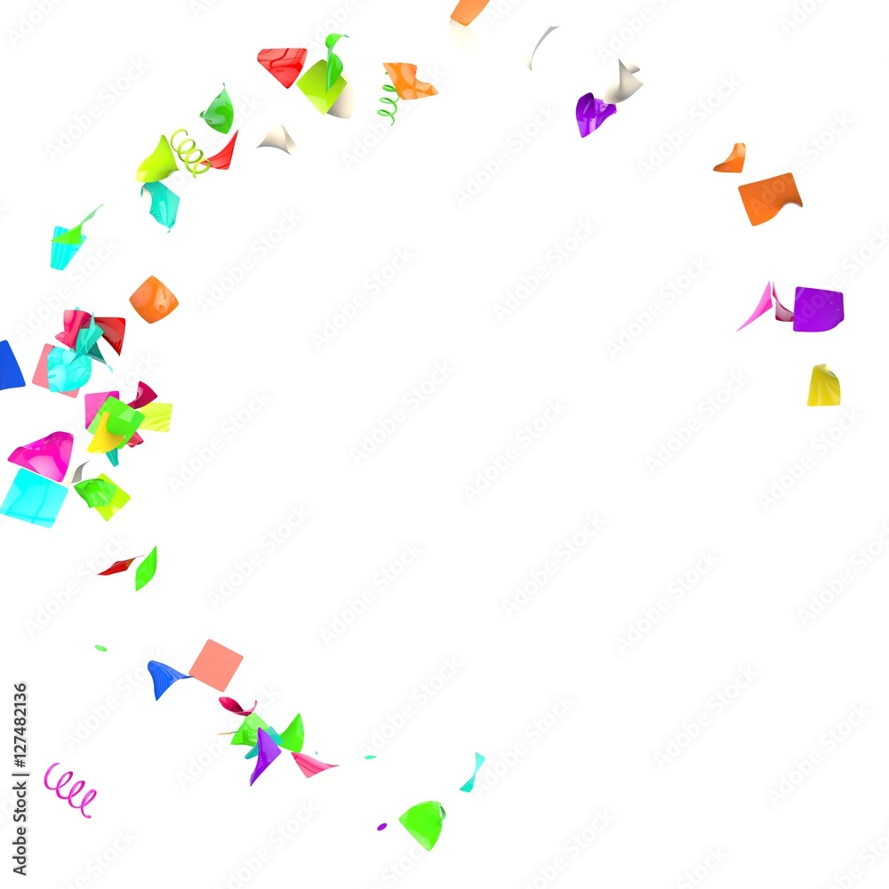 Multi-colored confetti flying in a circle Multi-colored confetti flying in a circle