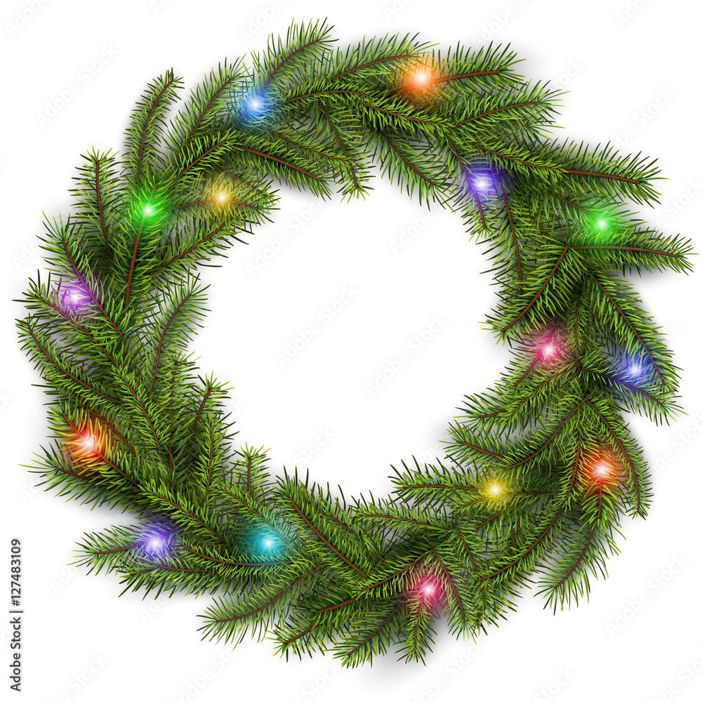 Christmas wreath with colorful lights Christmas wreath with colorful lights