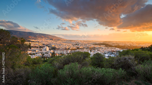 View of Athens from Lycabettus Hill, Greece.