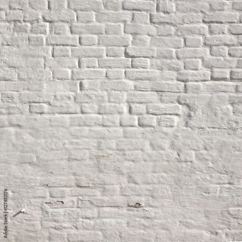 Rectangular White Washed Brick Wall With Shabby Plaster Backg