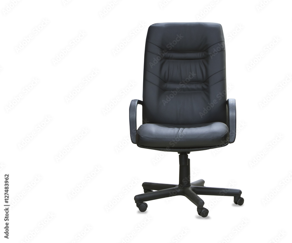 The office chair from black leather. Isolated The office chair from black leather. Isolated