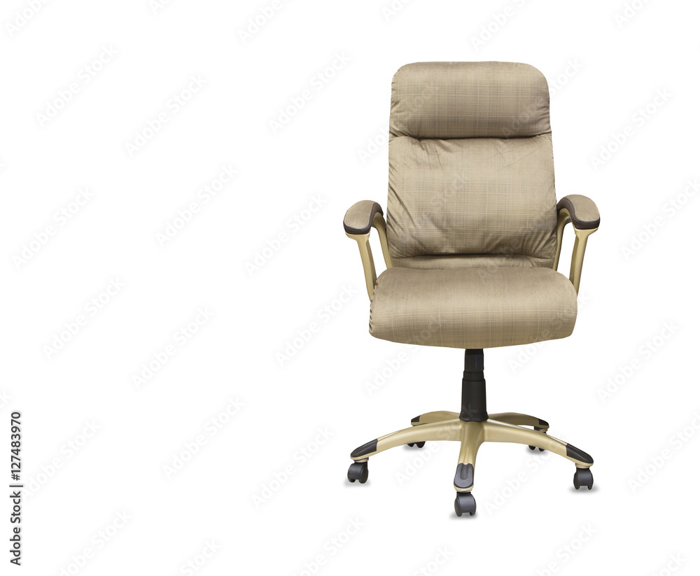 Modern office chair from beige cloth over white Modern office chair from beige cloth over white