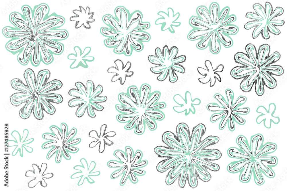 Watercolor abstract flowers on white background