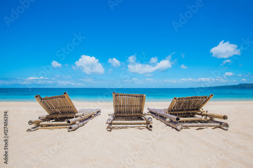 Chaise lounge on beach