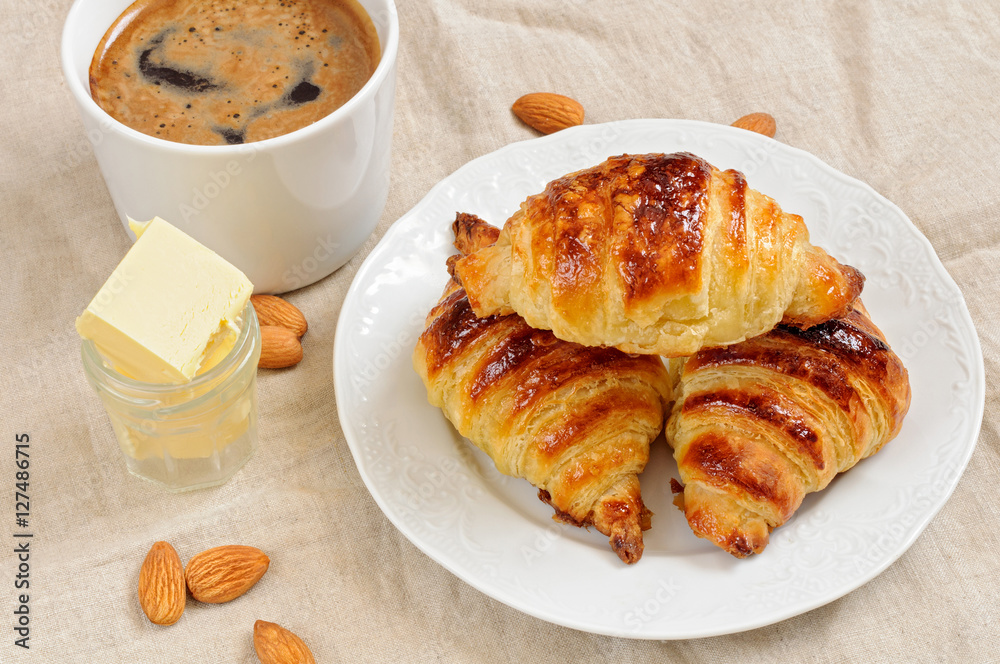 Fresh homemade unfilled croissants for breakfast Fresh homemade unfilled croissants for breakfast