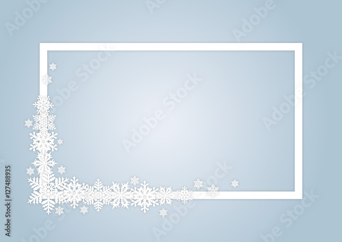 Snowflakes winter rectangle frame with custom text place