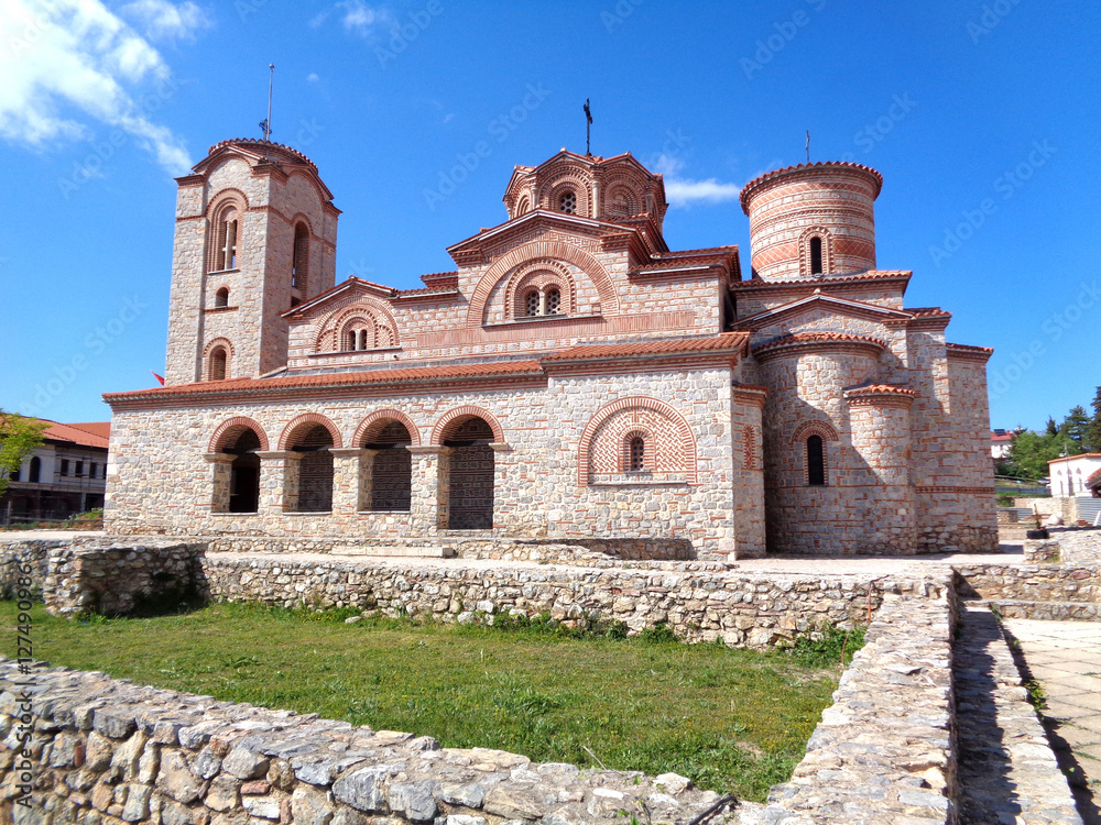Stunning Saint Clement Church on the hilltop of the old town, Ohrid in Macedonia 