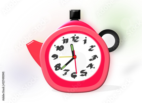 Reloj despertador con forma de tetera.