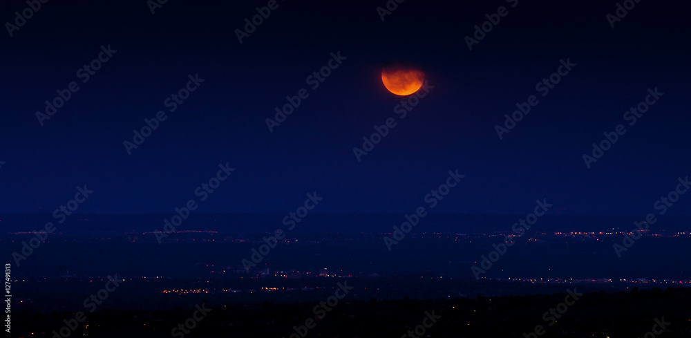 Moonrise over Denver, Colorado seen from the city of Golden Moonrise over Denver, Colorado seen from the city of Golden