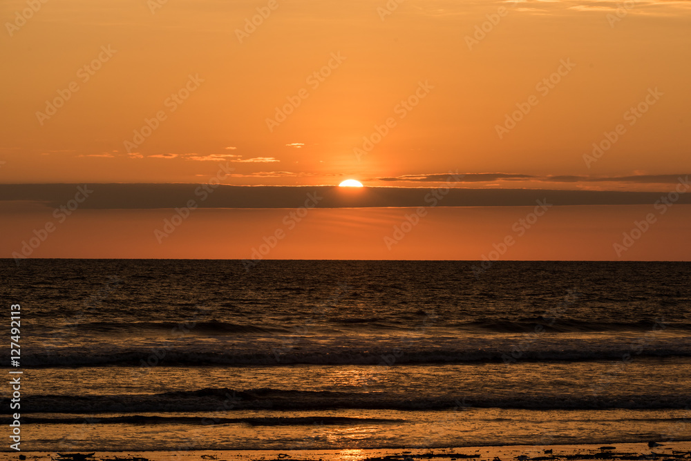 Cojimies Beach sunset at the Pacific coast of Ecuador