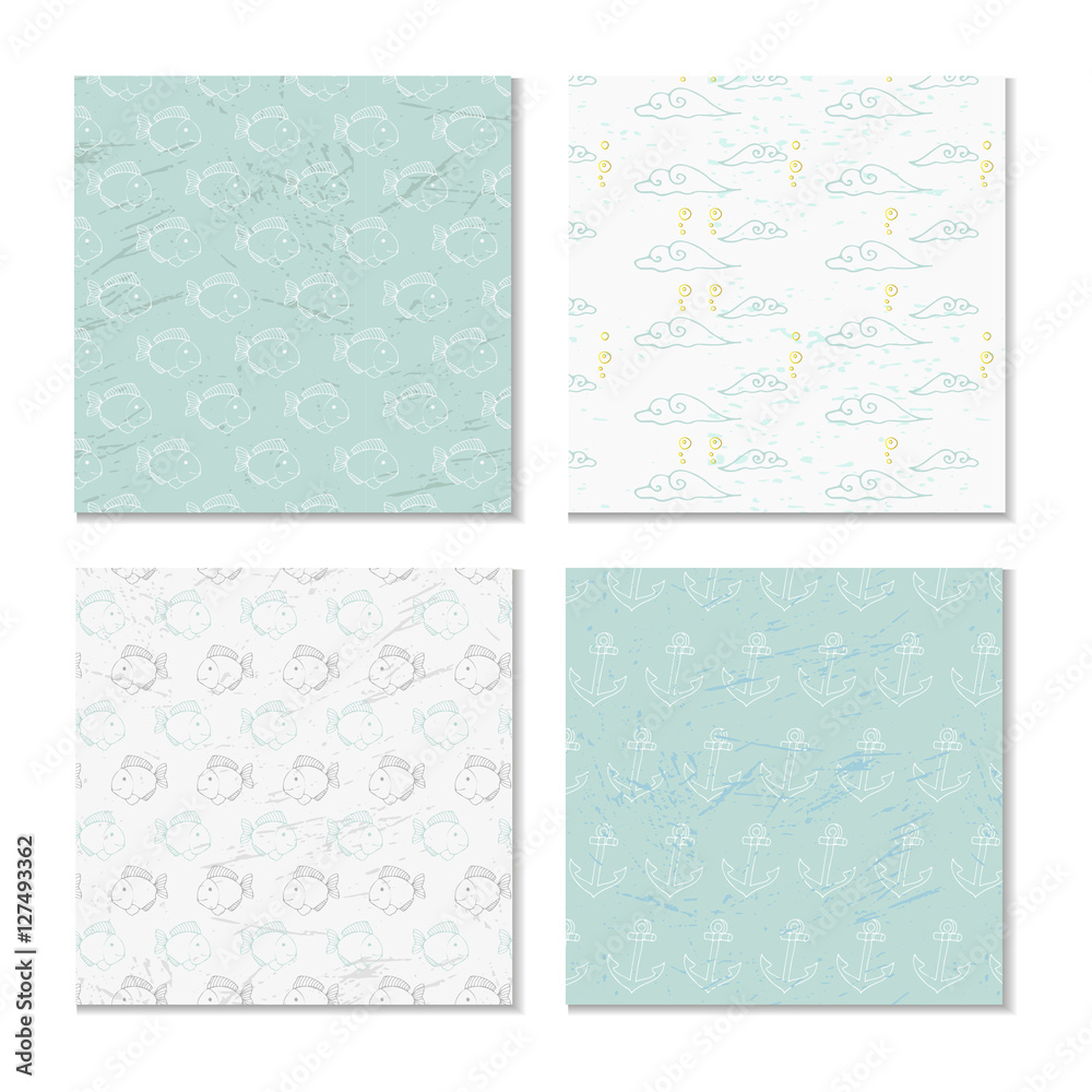 Sea and nautical backgrounds, pattern. Vector illustration.