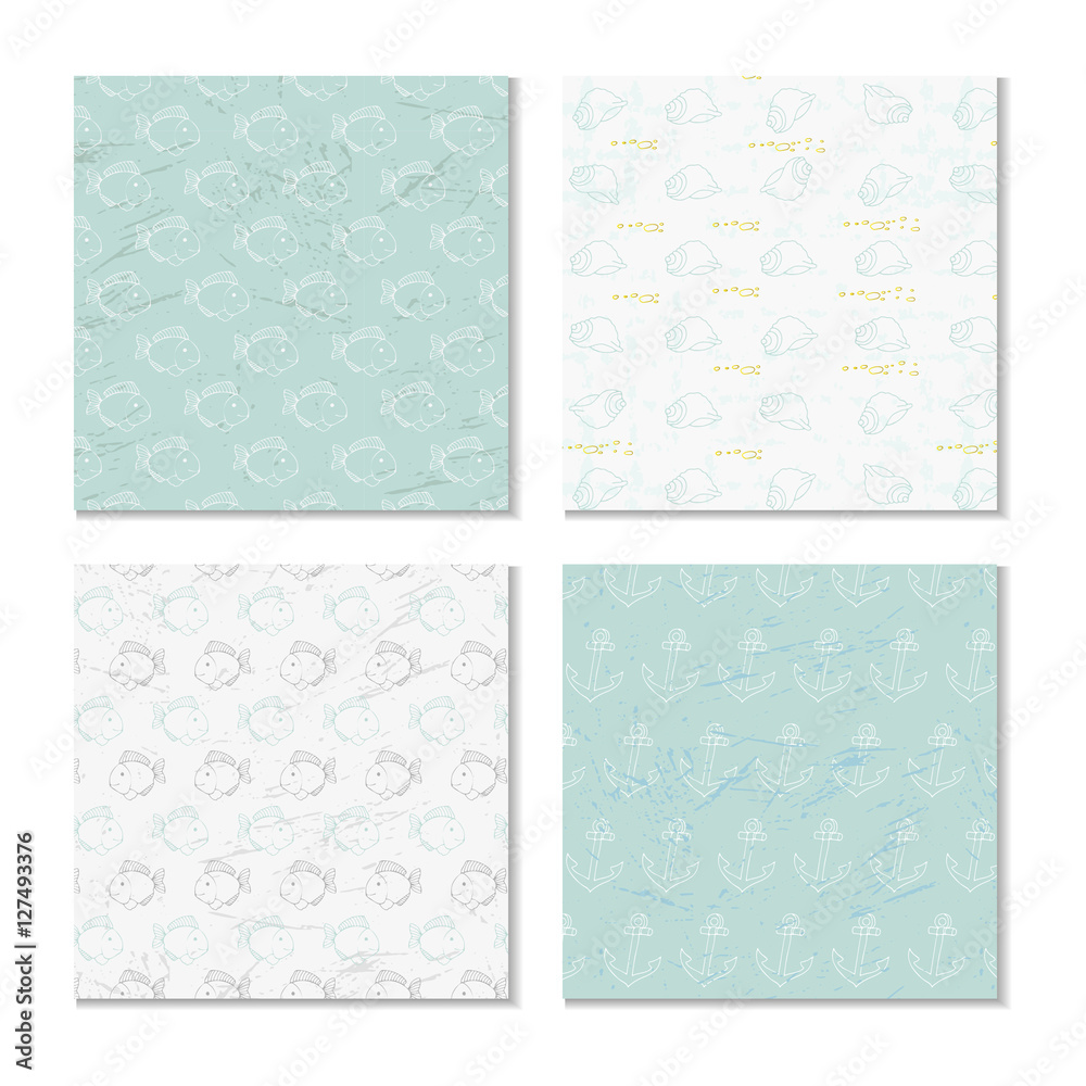 Sea and nautical backgrounds, pattern. Vector illustration.