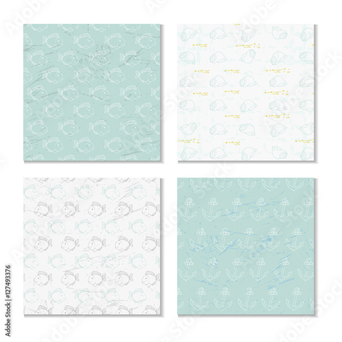 Sea and nautical backgrounds, pattern. Vector illustration.