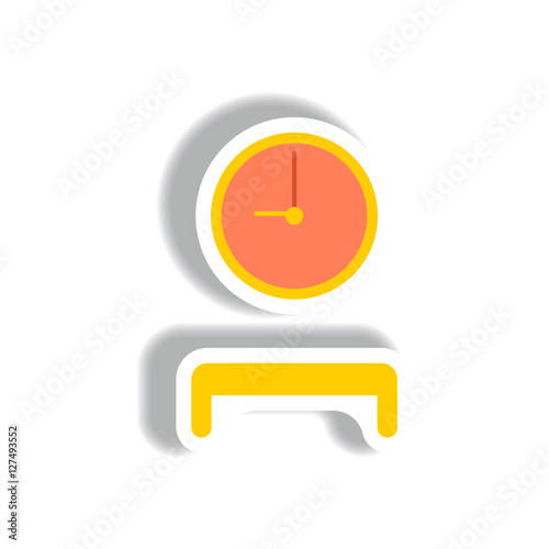 stylish icon in paper sticker style waiting hall