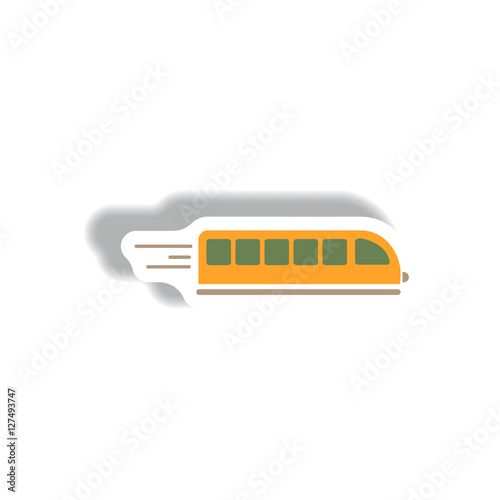 stylish icon in paper sticker style high-speed train