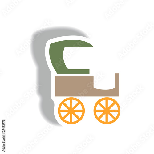 stylish icon in paper sticker style retro carriage