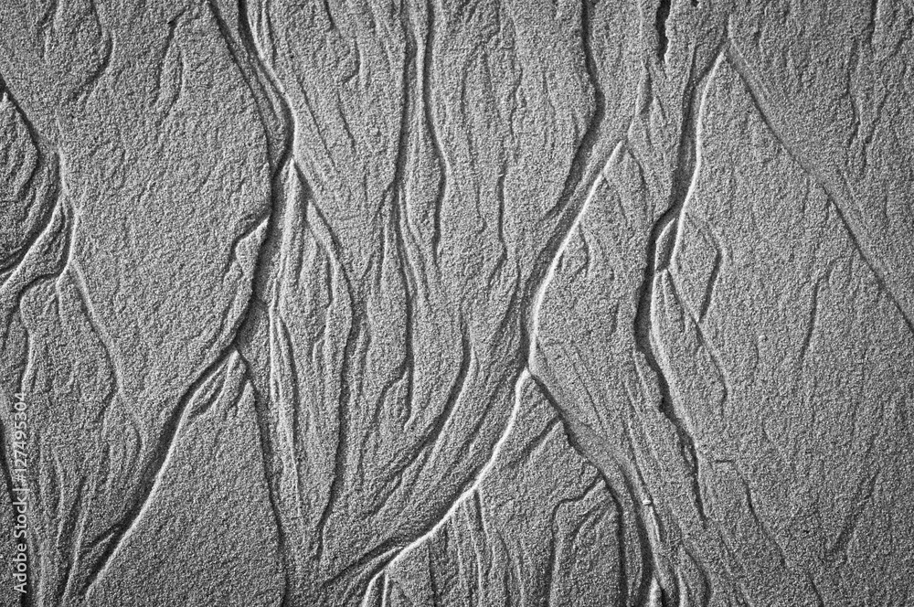 A black and White image of sand patterns left by the receding tide, Achmelvich, Assynt, Scotland