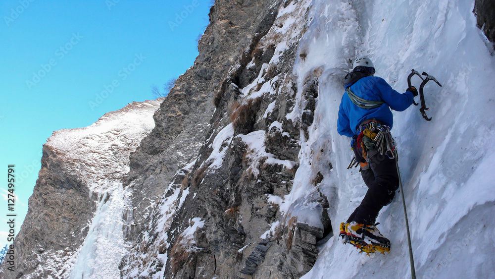 ice climbing in the Swiss Alps