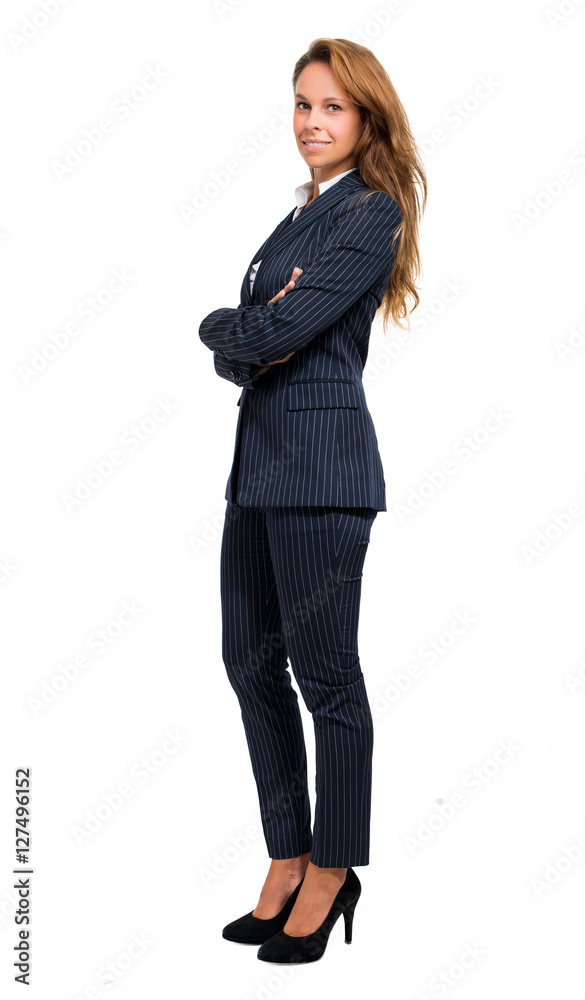 Smiling businesswoman isolated on white