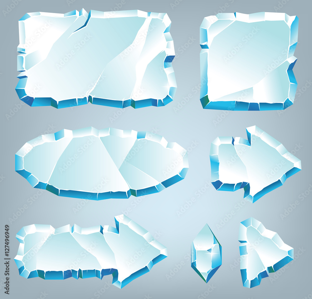 Vector ice design elements for game and web