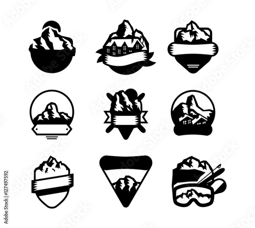 Mountain vector icons set