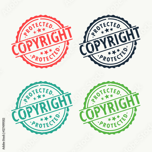 copyright badge rubber stamp set in different colors
