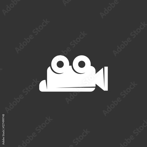 Video camera icon on black background. Vector logo