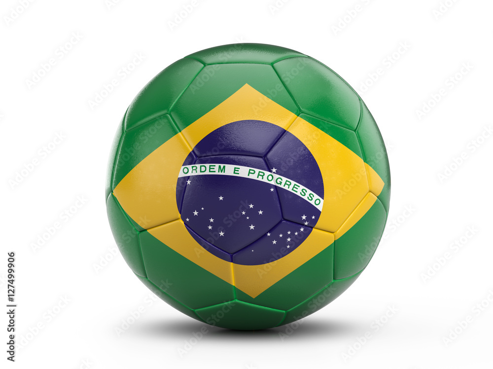 Fototapeta premium Soccer ball Brazil flag