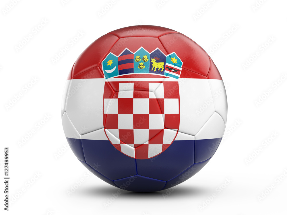 Naklejka premium Soccer ball Croatia flag