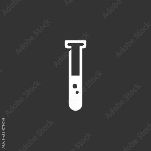 Flask icon on black background. Vector logo