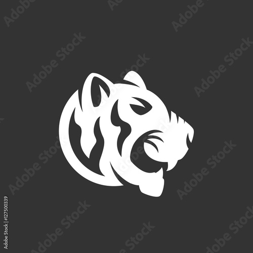 Fototapeta Naklejka Na Ścianę i Meble -  Tiger icon on black background. Animal vector logo
