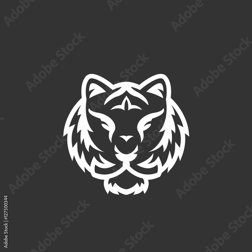 Fototapeta Naklejka Na Ścianę i Meble -  Tiger icon on black background. Animal vector logo