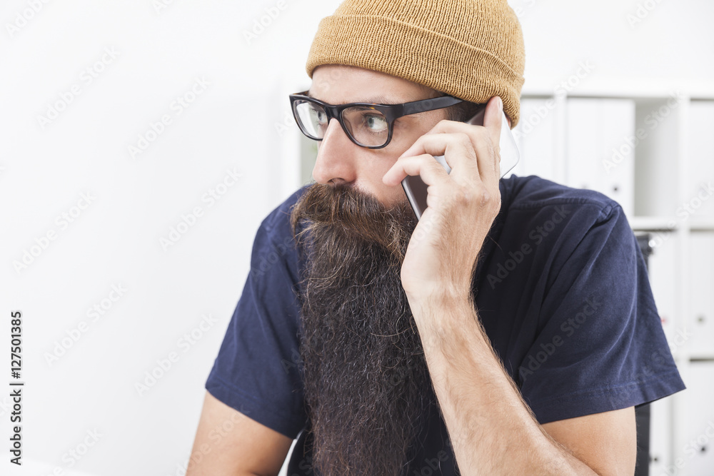 Hipster on the phone Hipster on the phone