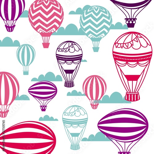 air balloon and sky background. colorful design. vector illustration