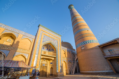 Photography Islam Khodja Minaret and Mosque in Khiva, Uzbekistan